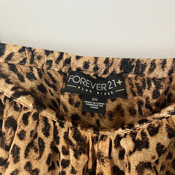Forever 21 Animal Print Ruffle Tank Blouse Size 2X - Picture 4 of 6